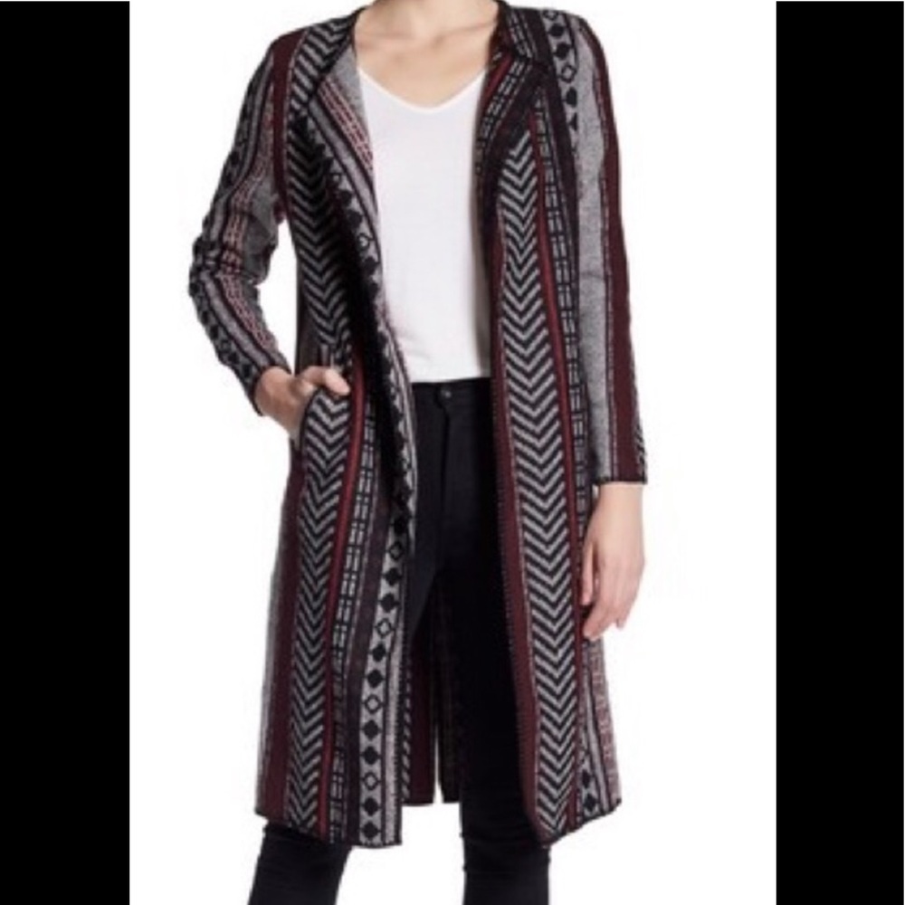 Anama Button Pattern Jacket- Red Gray And Black - image 1